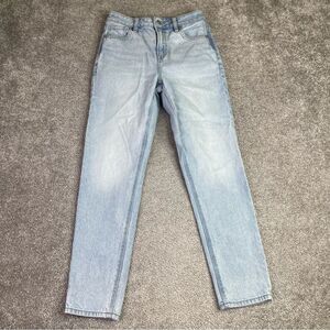 American Eagle Mom Jeans Women's 0 Short Tapered High Rise Light Denim Stretch